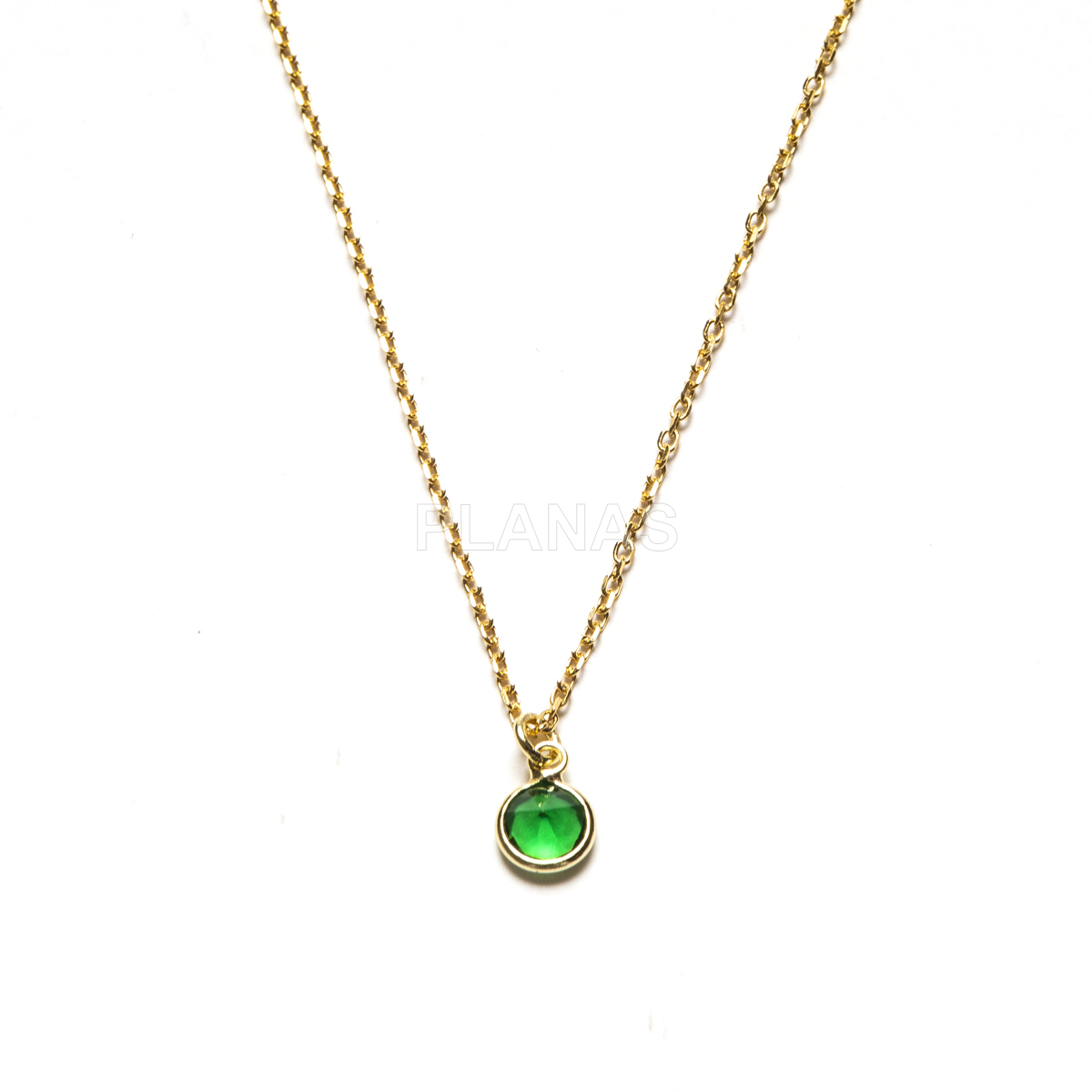 Collar Minimalista en Plata de ley y Baño Oro con Circonita.