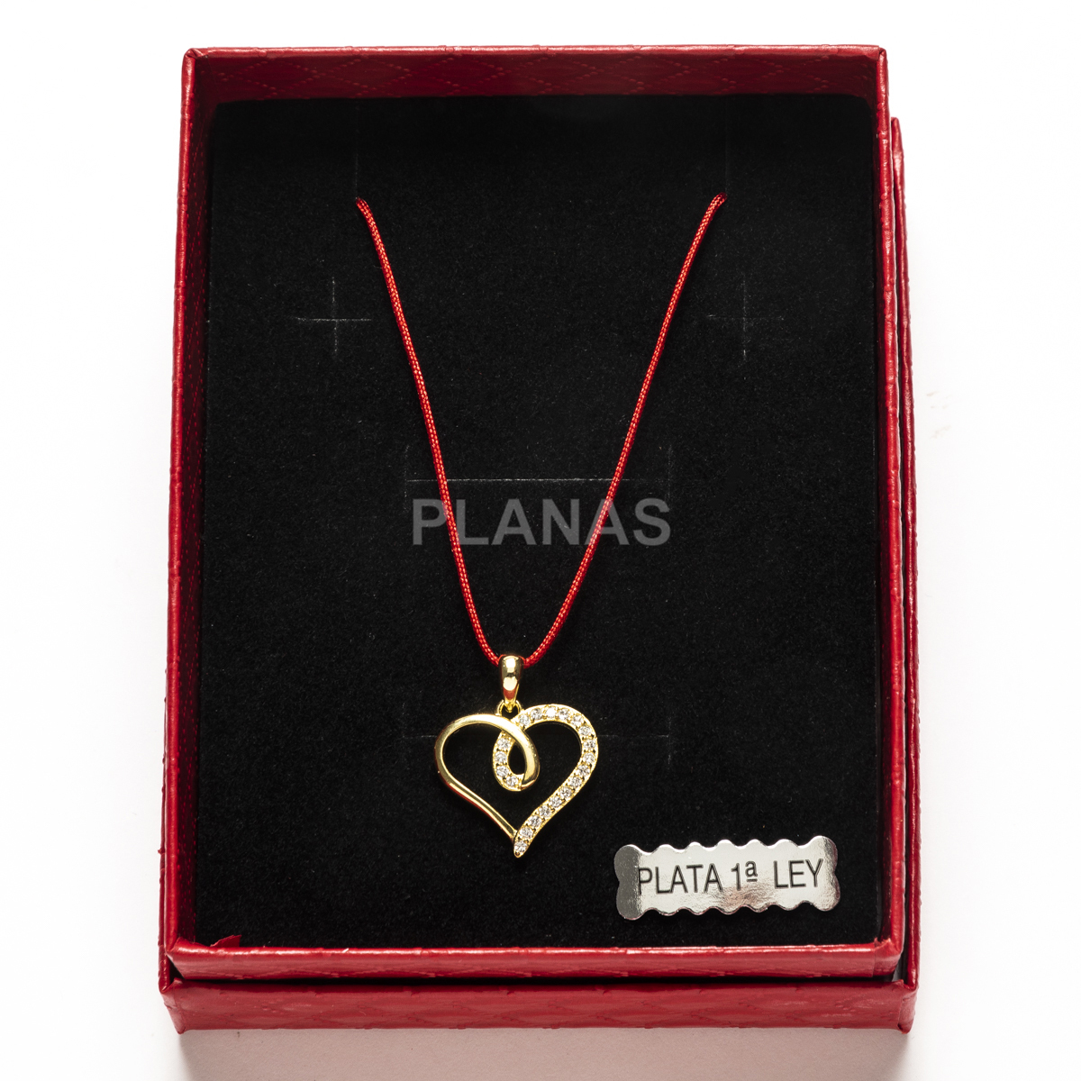 Collar en plata de ley y Baño Oro con Circonitas. CORAZÓN.