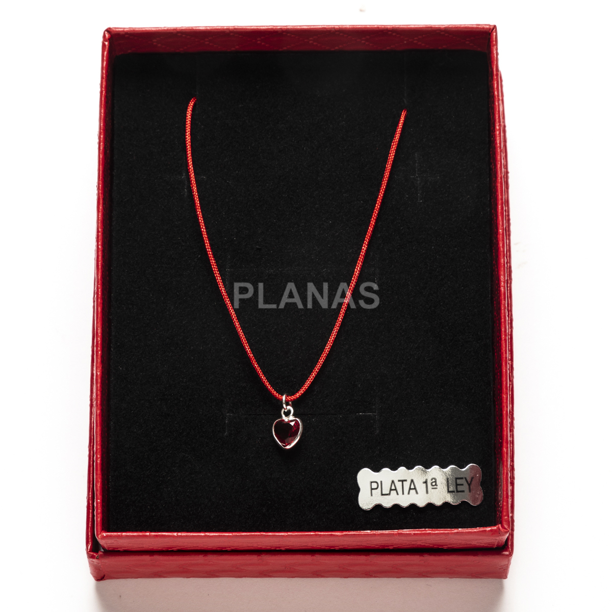 Collar en plata de ley y Circonita roja. CORAZÓN.