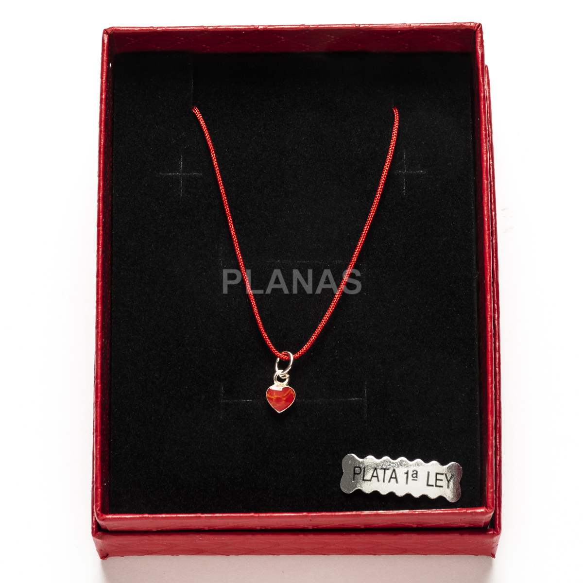 Colar em prata de lei e esmalte vermelho. coração.