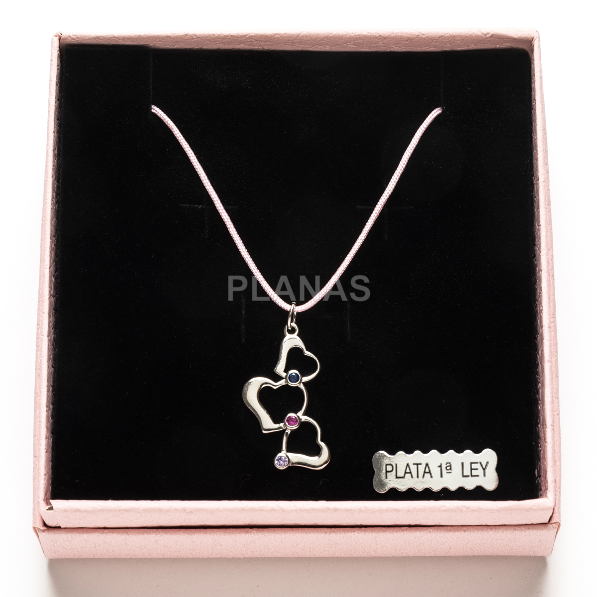 Colar em prata de lei com zircônia cúbica. coração.