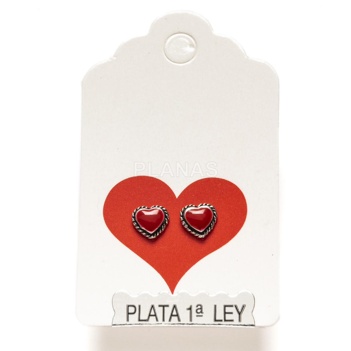 Brincos em prata de lei e esmalte coral. coração.