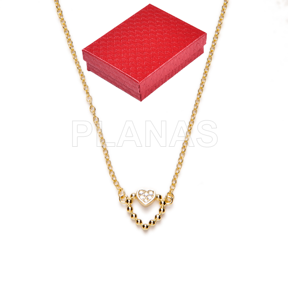 Pingente em prata de lei e zircônia cúbica. coração.