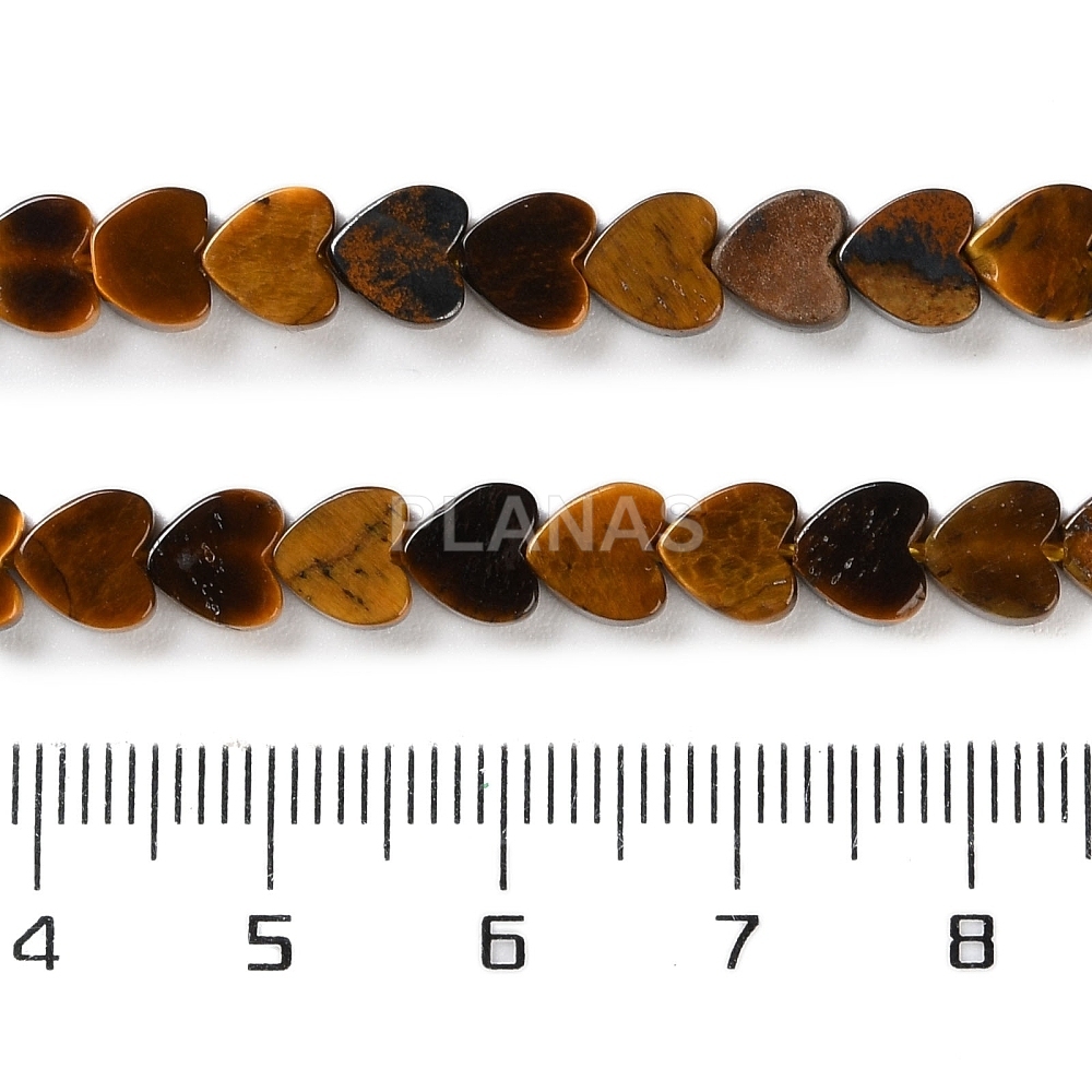 Tira de olho de tigre com aproximadamente 6 mm. corações.