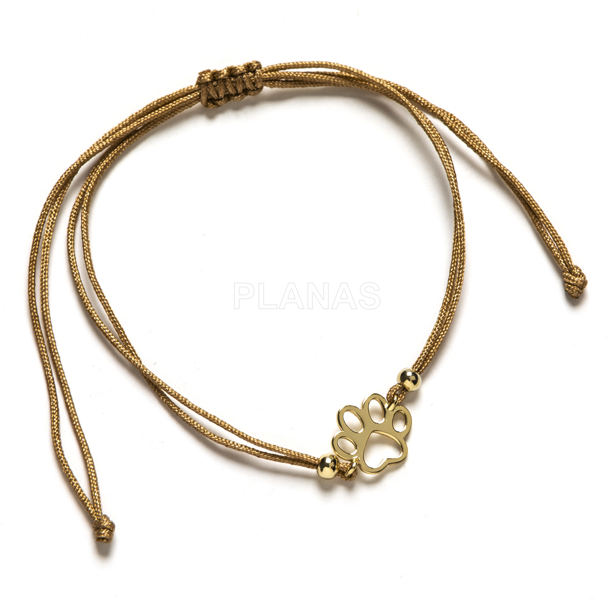 Pulsera macramé en Plata de ley y Baño Oro . PEZUÑA.