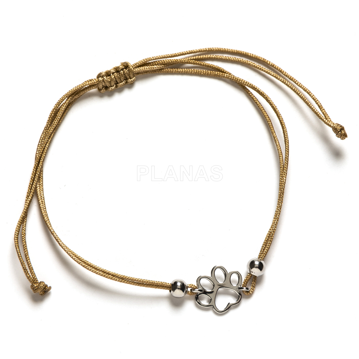 Pulsera macramé en Plata de ley rodiada. PEZUÑA.