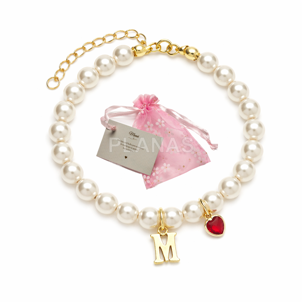 Pulsera en Plata de ley y circonita de Corazón .MAMA.