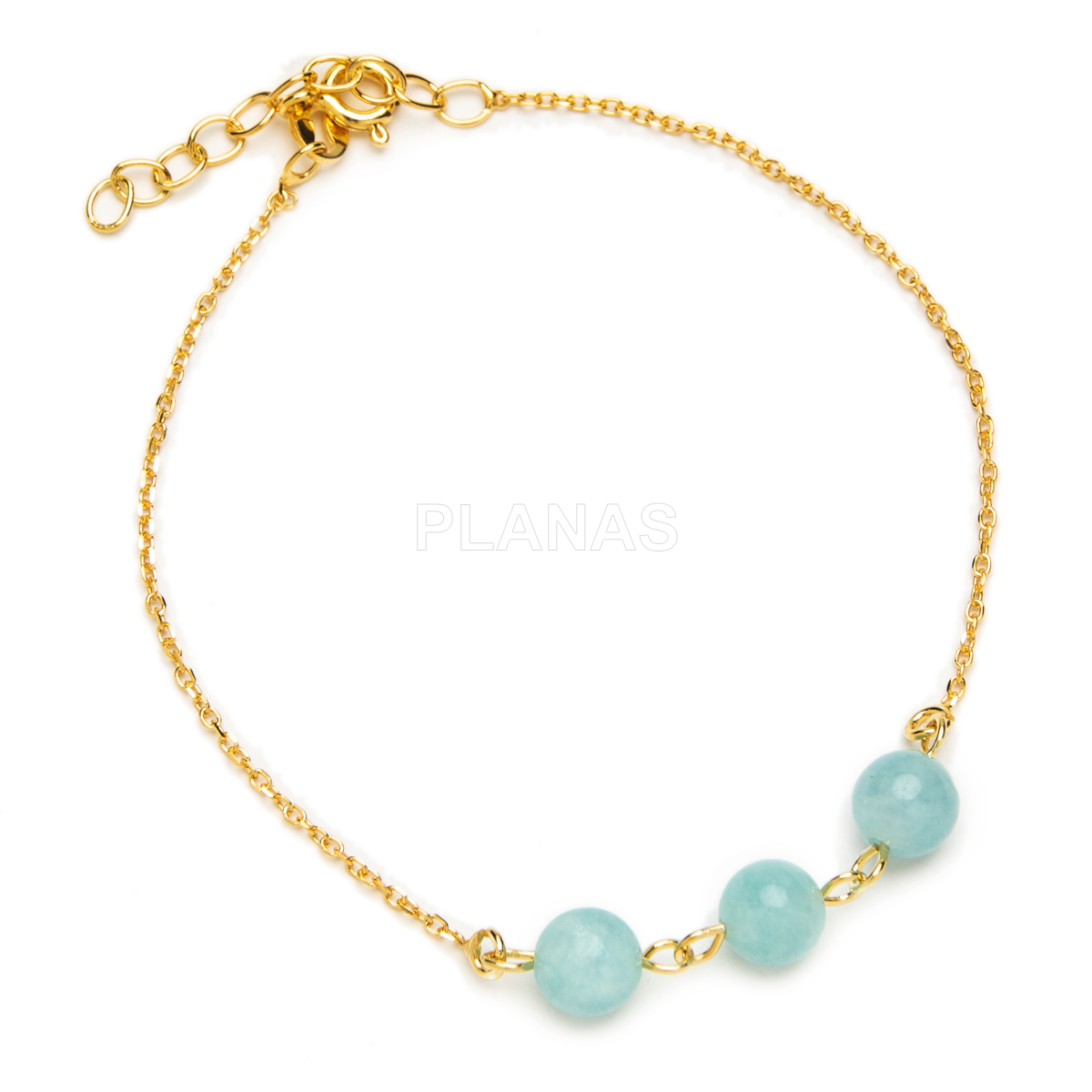 Pulsera para Mama en plata de ley y Baño oro con Aguamarina.