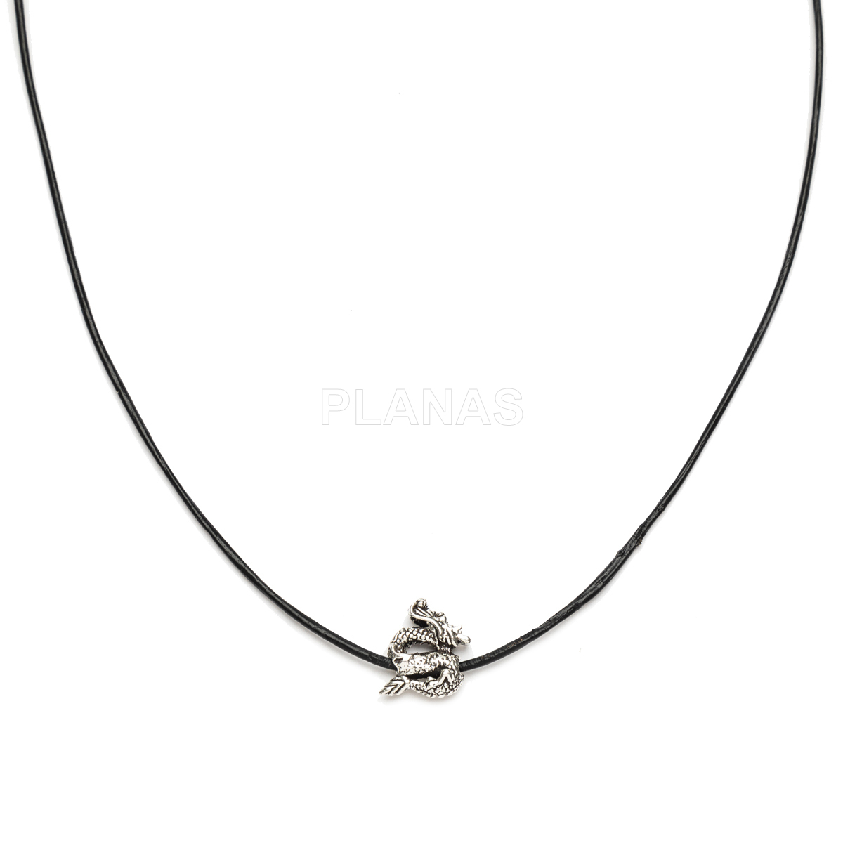 Cordón negro terminado en plata de ley . DRAGON DE SANT JORDI.