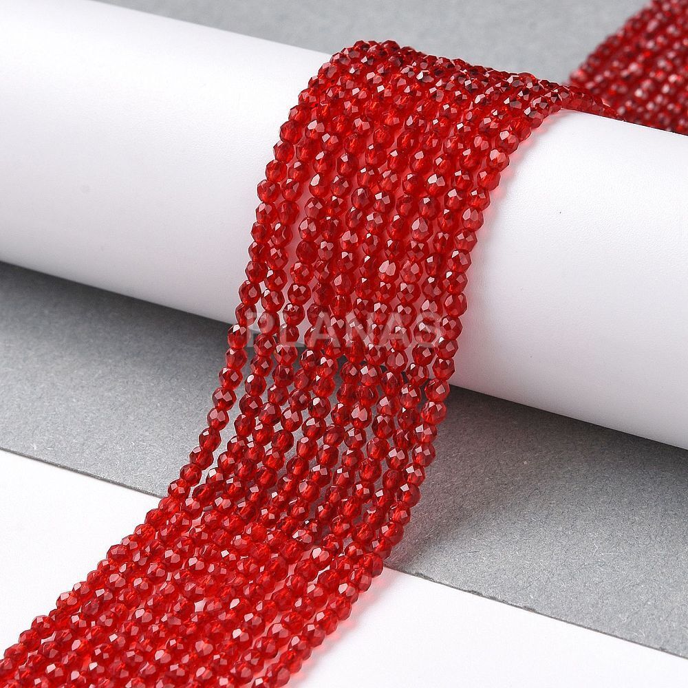 Pacote com 20 tiras de contas facetadas de cristal de granada de 2 mm.