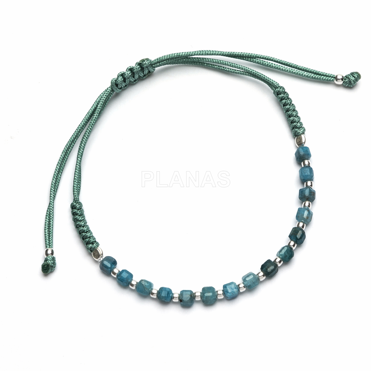 Pulseira de macramê em prata de lei com minerais naturais. 