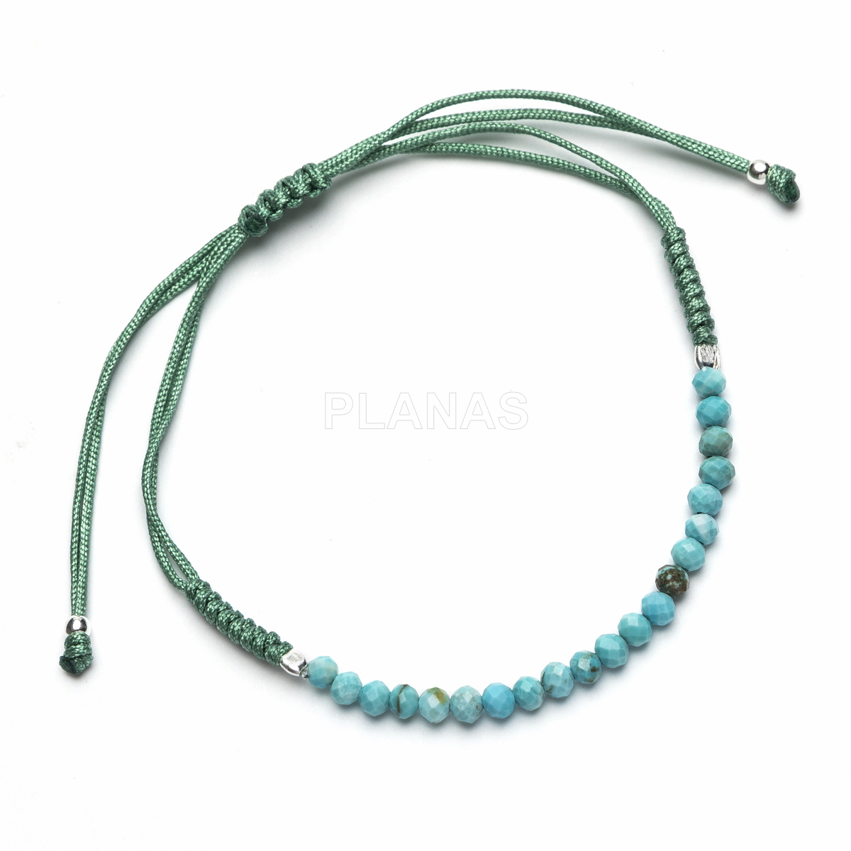Pulseira de macramê em prata de lei com minerais naturais. 