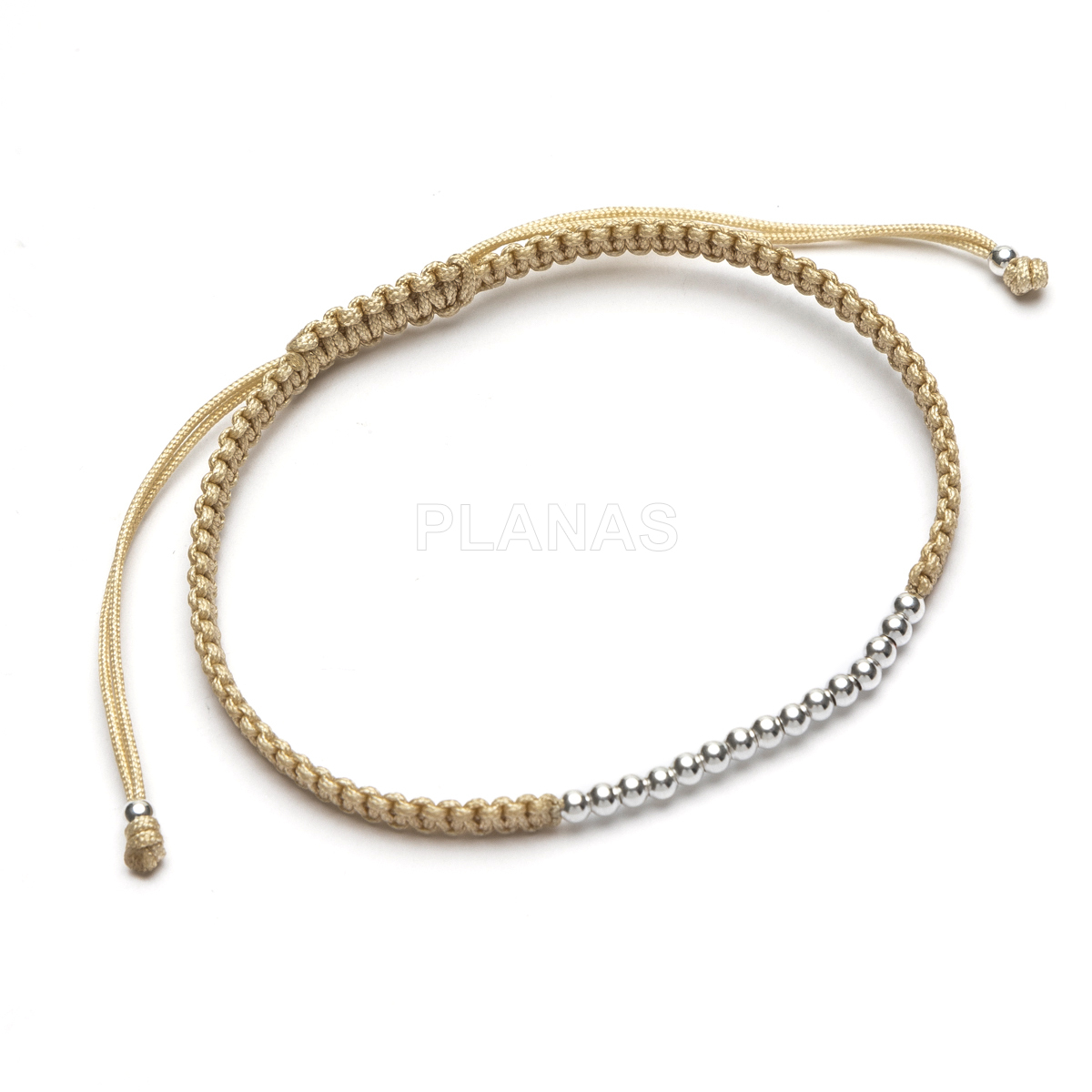 Pulseira de macramê em prata de lei. 