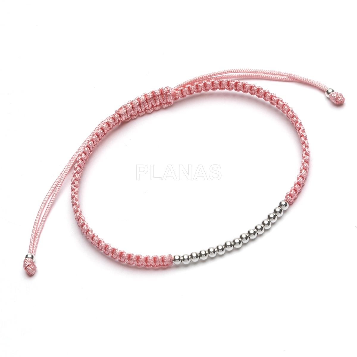 Pulseira de macramê em prata de lei. 