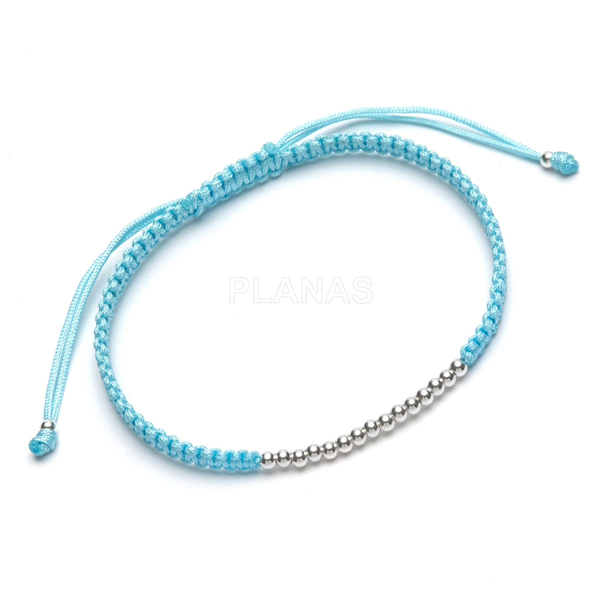 Pulseira de macramê em prata de lei. 