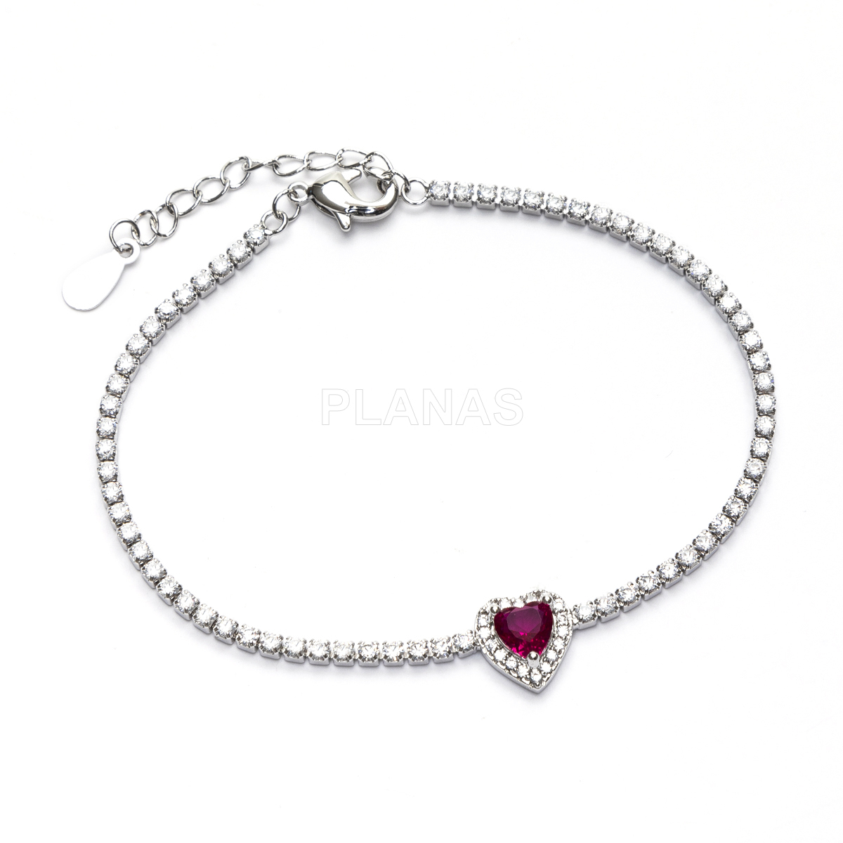 Pulseira de latão com zircônia cúbica. coração.