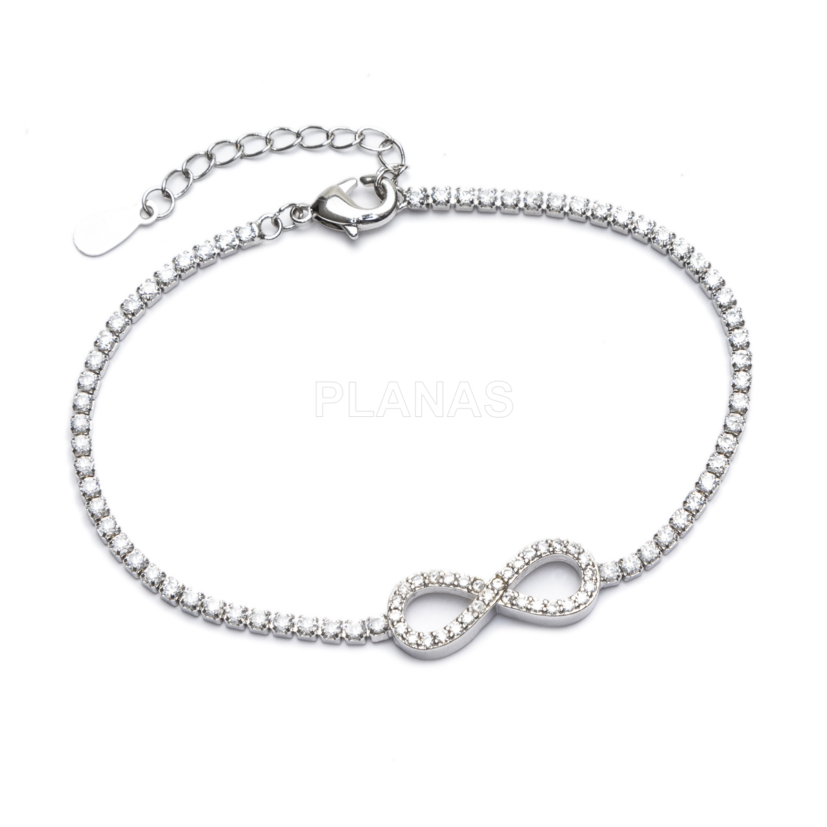 Pulseira de latão com zircônia cúbica. infinito.