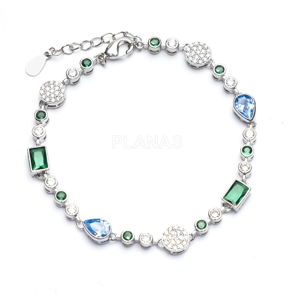Pulsera en latón y circonitas.  