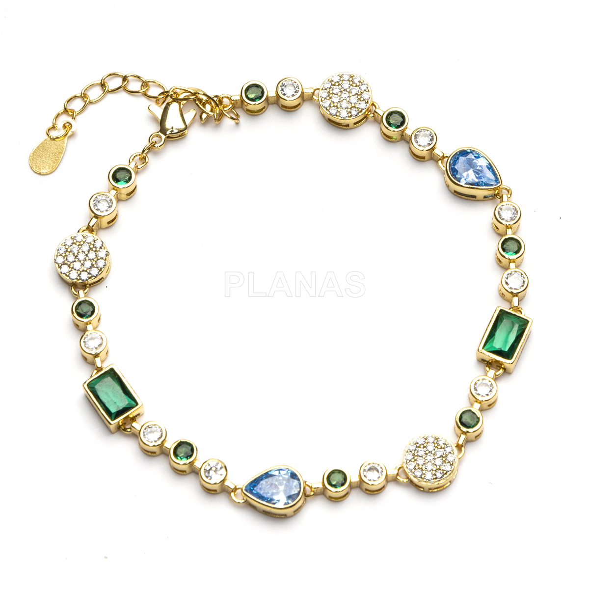 Pulsera en latón y circonitas.  