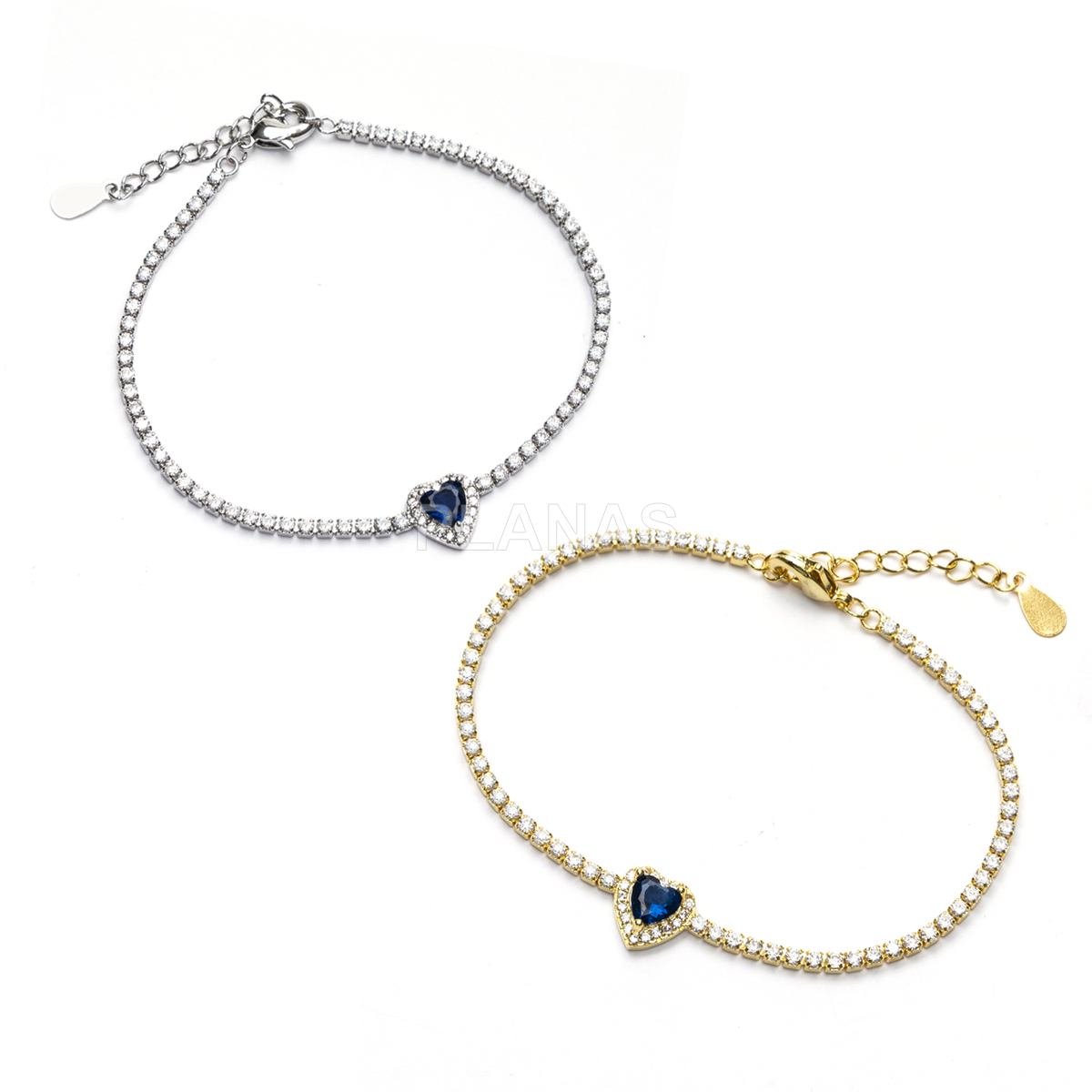 Pulsera en latón con circonitas. CORAZÓN.