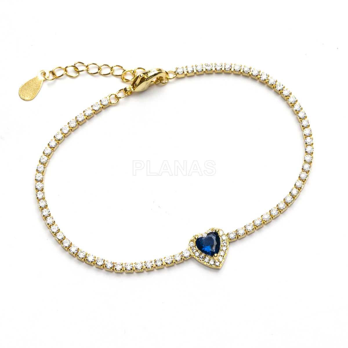 Pulsera en latón con circonitas. CORAZÓN.