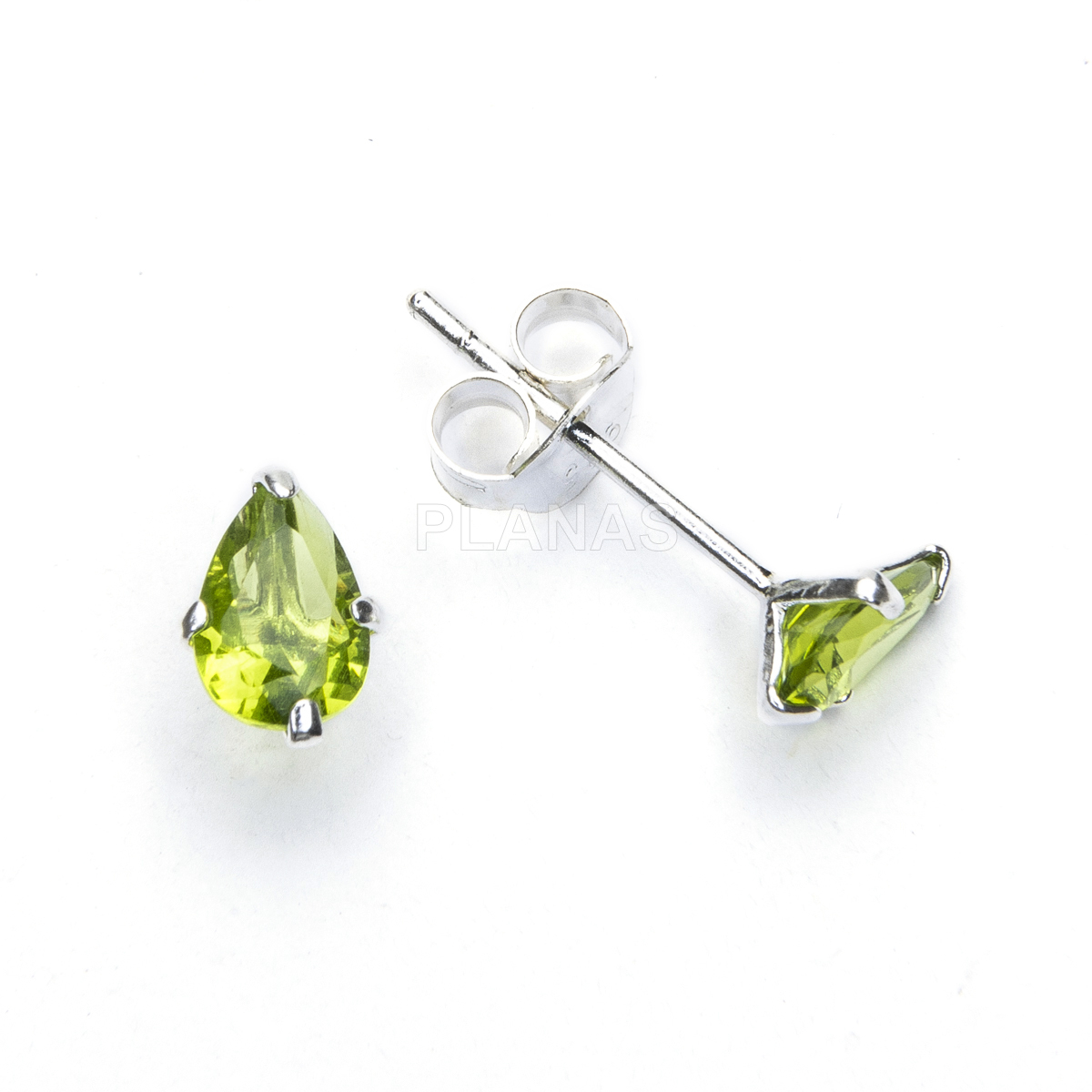 Brincos em prata de lei e zircônia cúbica. formato de gota.