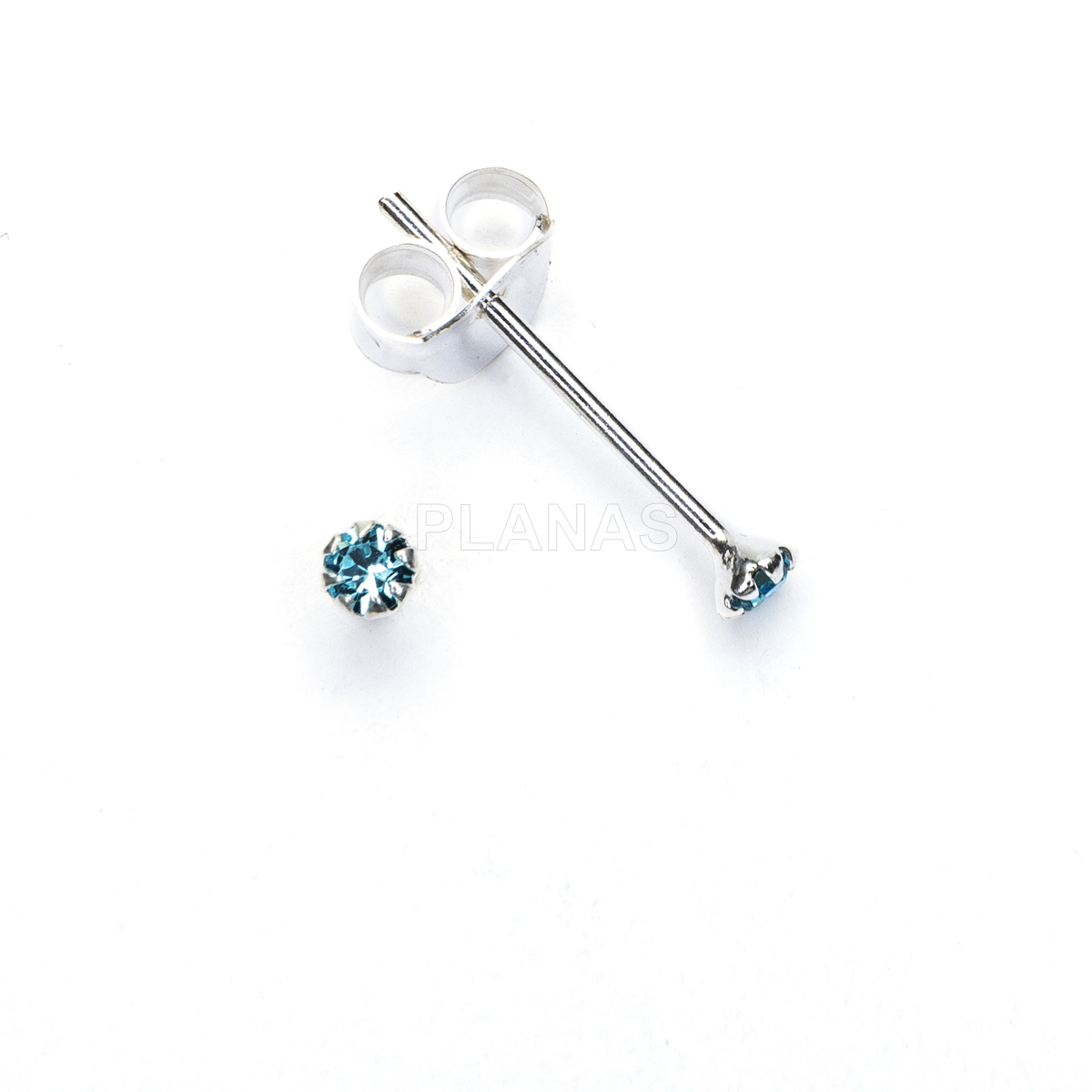 Brincos em prata de lei e zircônia cúbica. 2mm.