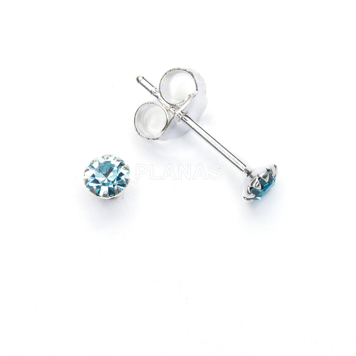 Brincos em prata de lei e zircônia cúbica. 3mm.