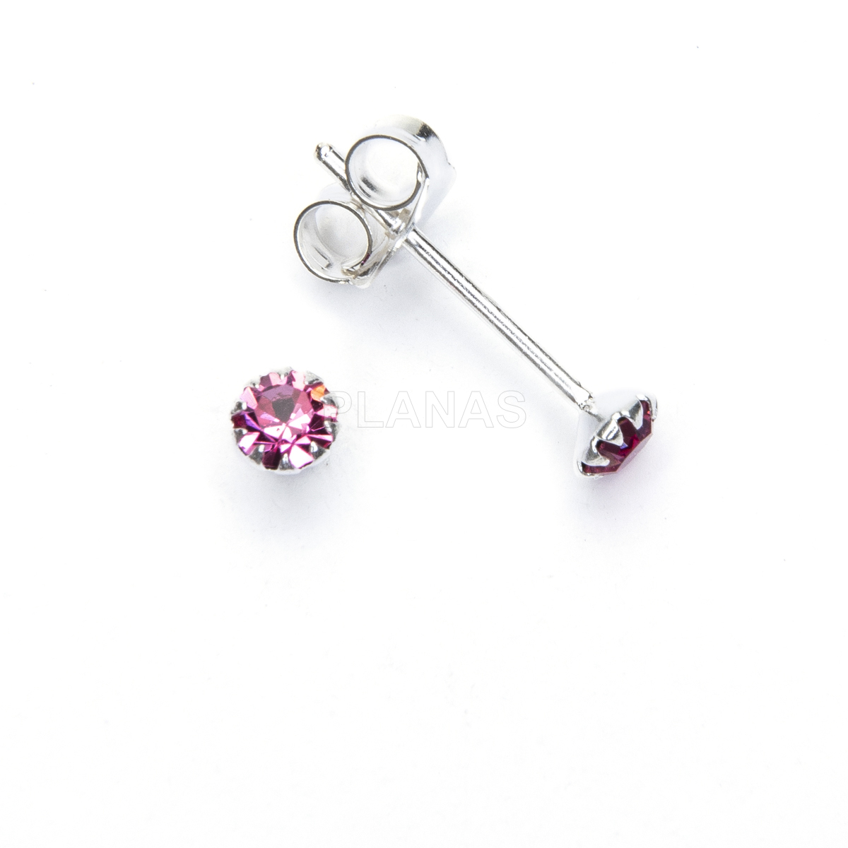 Brincos em prata de lei e zircônia cúbica. 3mm.