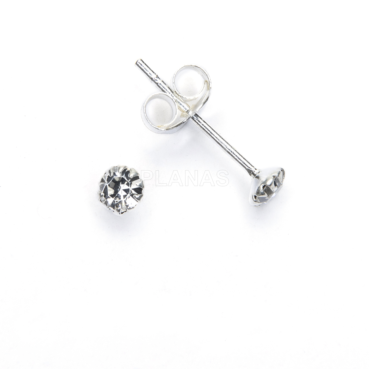 Brincos em prata de lei e zircônia cúbica. 3mm.
