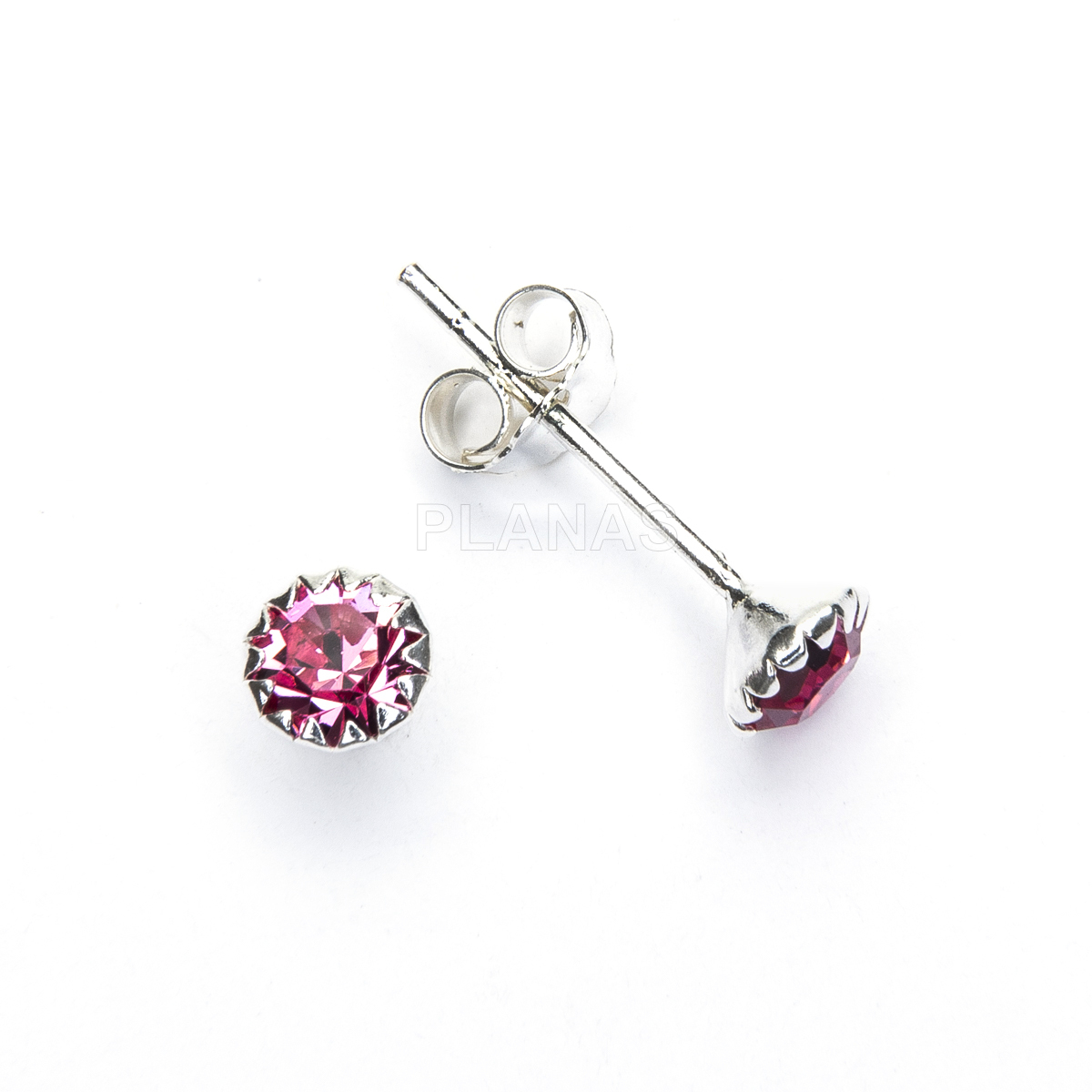 Brincos em prata de lei e zircônia cúbica. 4mm.