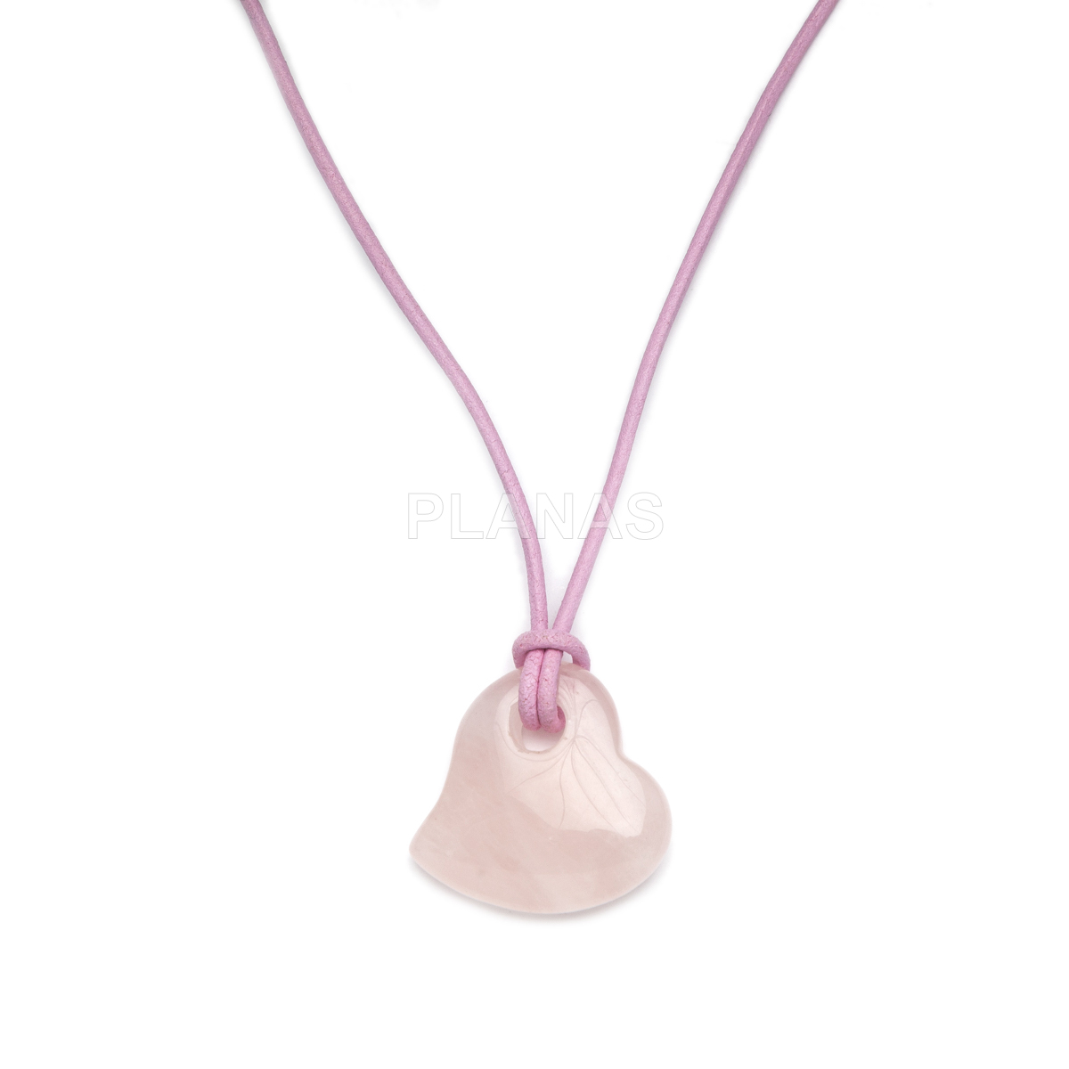 Cordón acadado en Plata de ley y Quarzo Rosa. CORAZÓN.