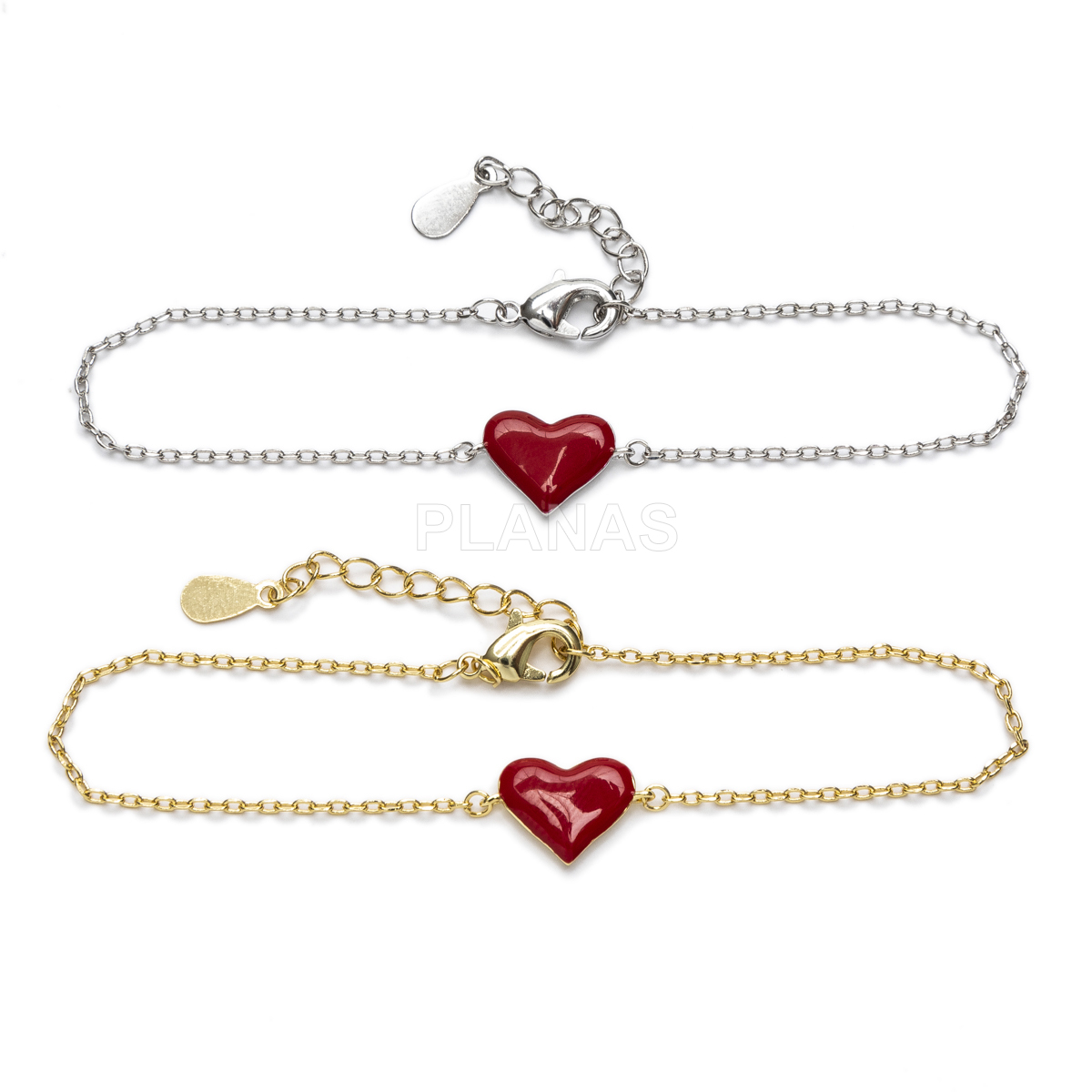 Pulsera en latón. CORAZON ROJO.