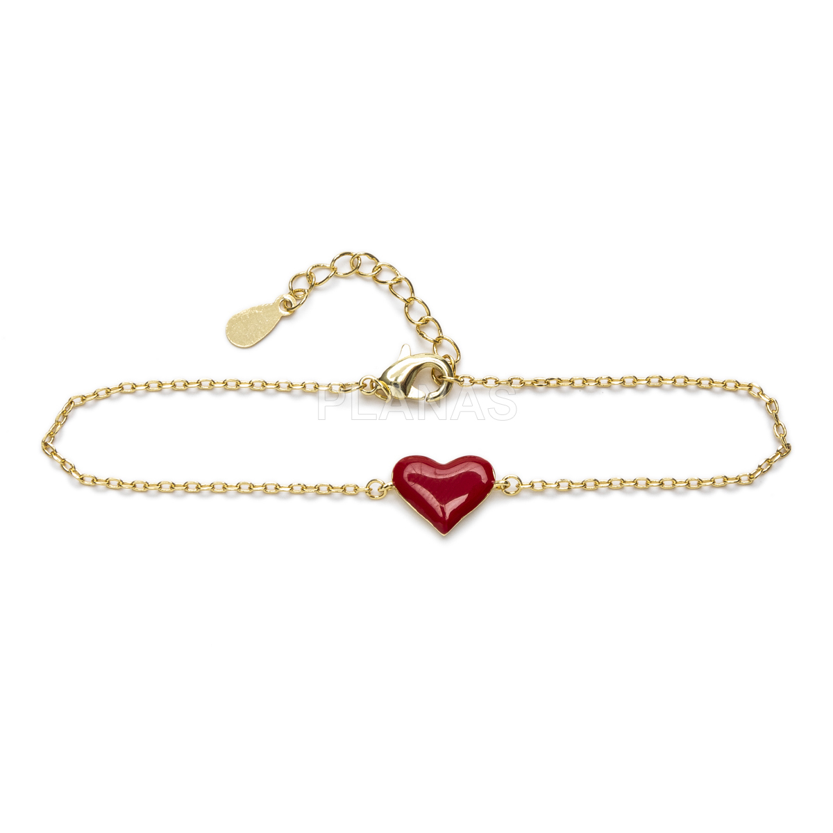 Pulsera en latón. CORAZON ROJO.