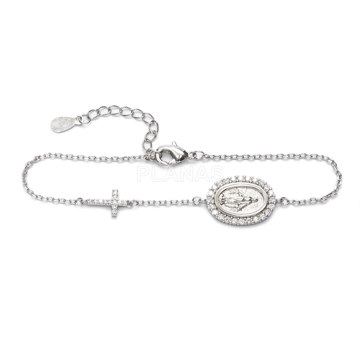 Pulsera en latón con circonitas blancas.  MILAGROSA Y CRUZ.