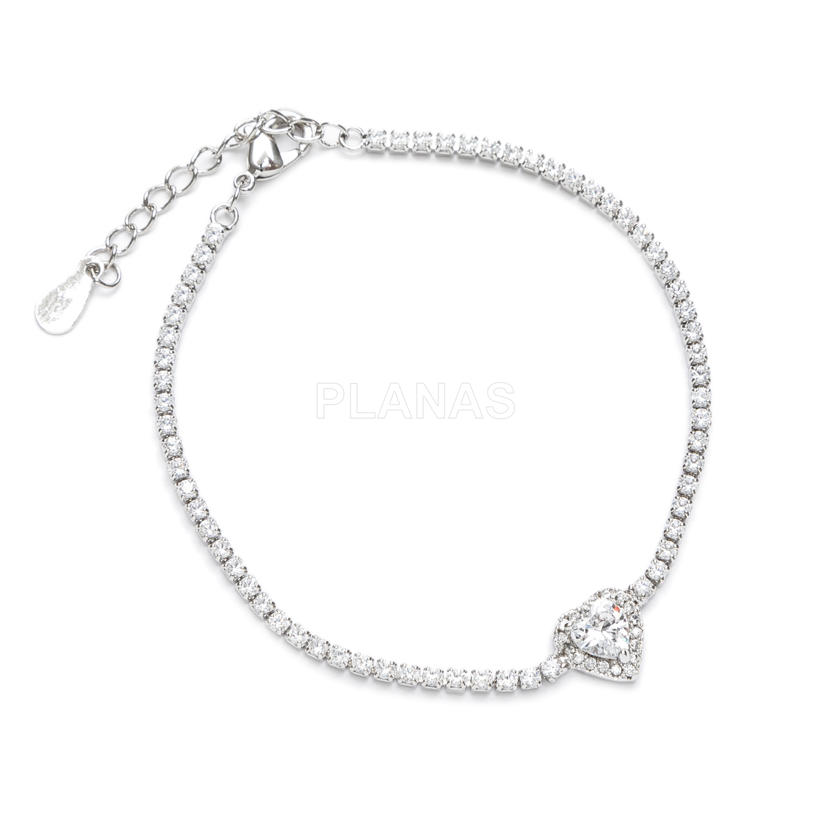 Pulsera en latón con circonitas blancas. CORAZÓN.