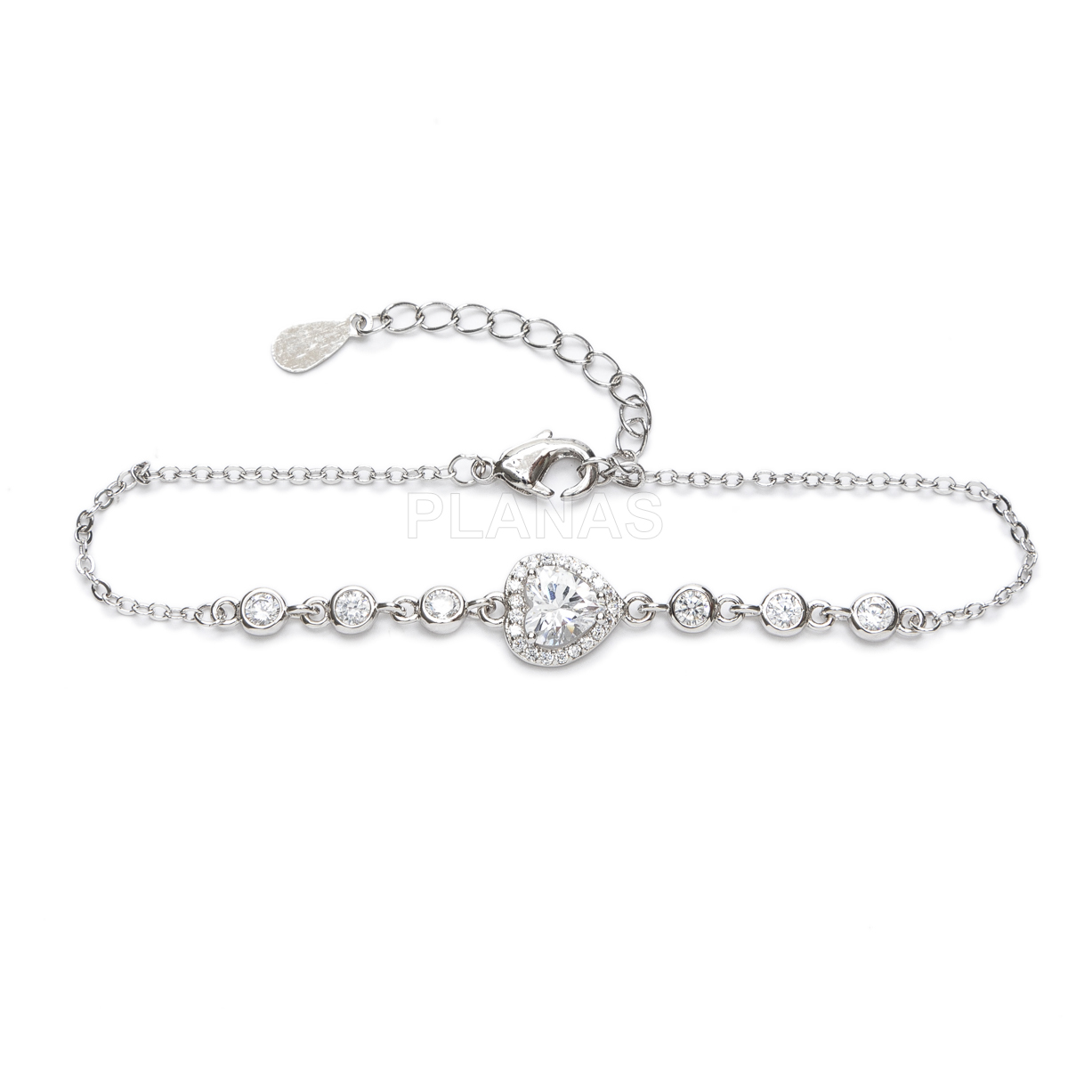 Pulsera en latón con circonitas blancas. CORAZÓN.