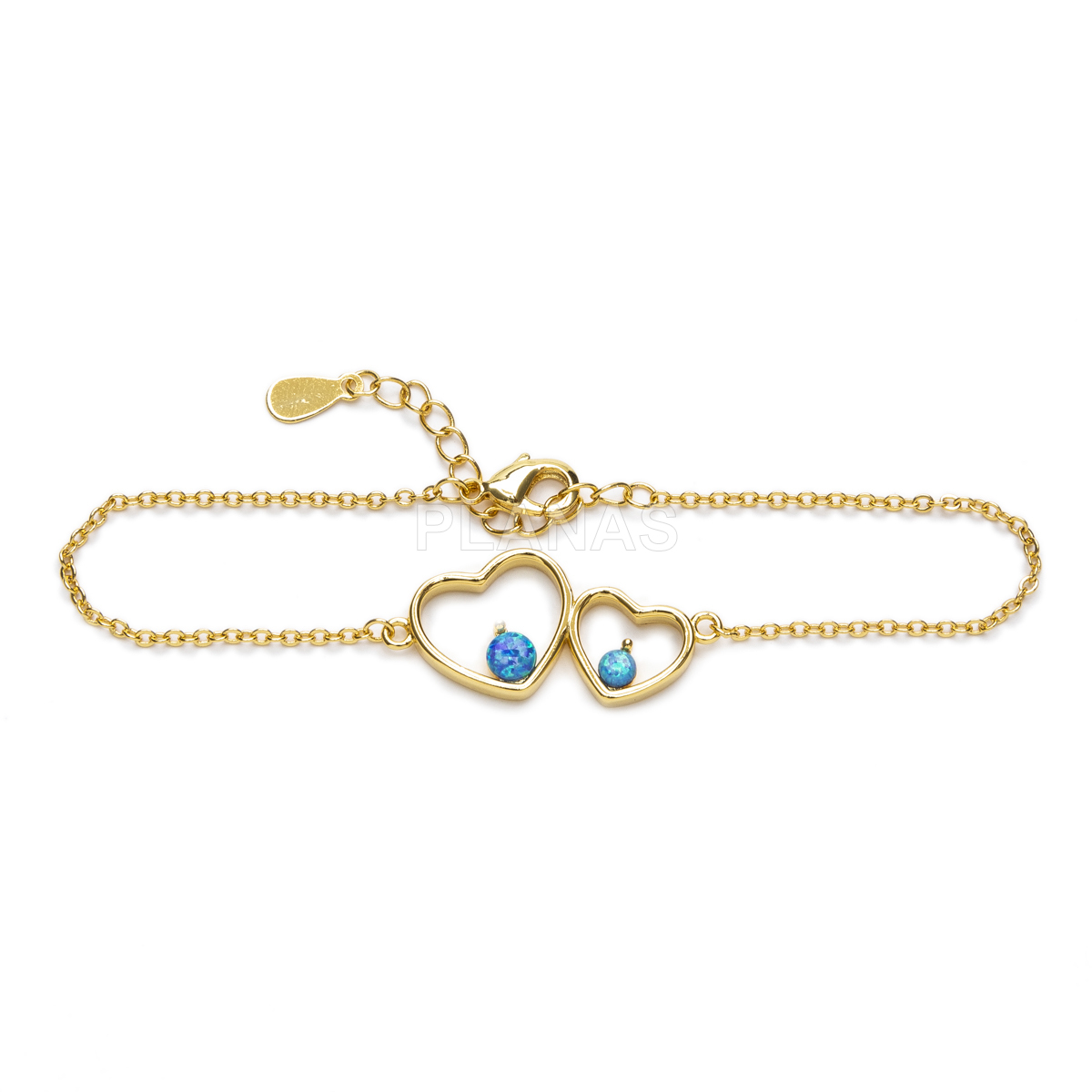 Pulsera en latón y Opalo. CORAZÓN.