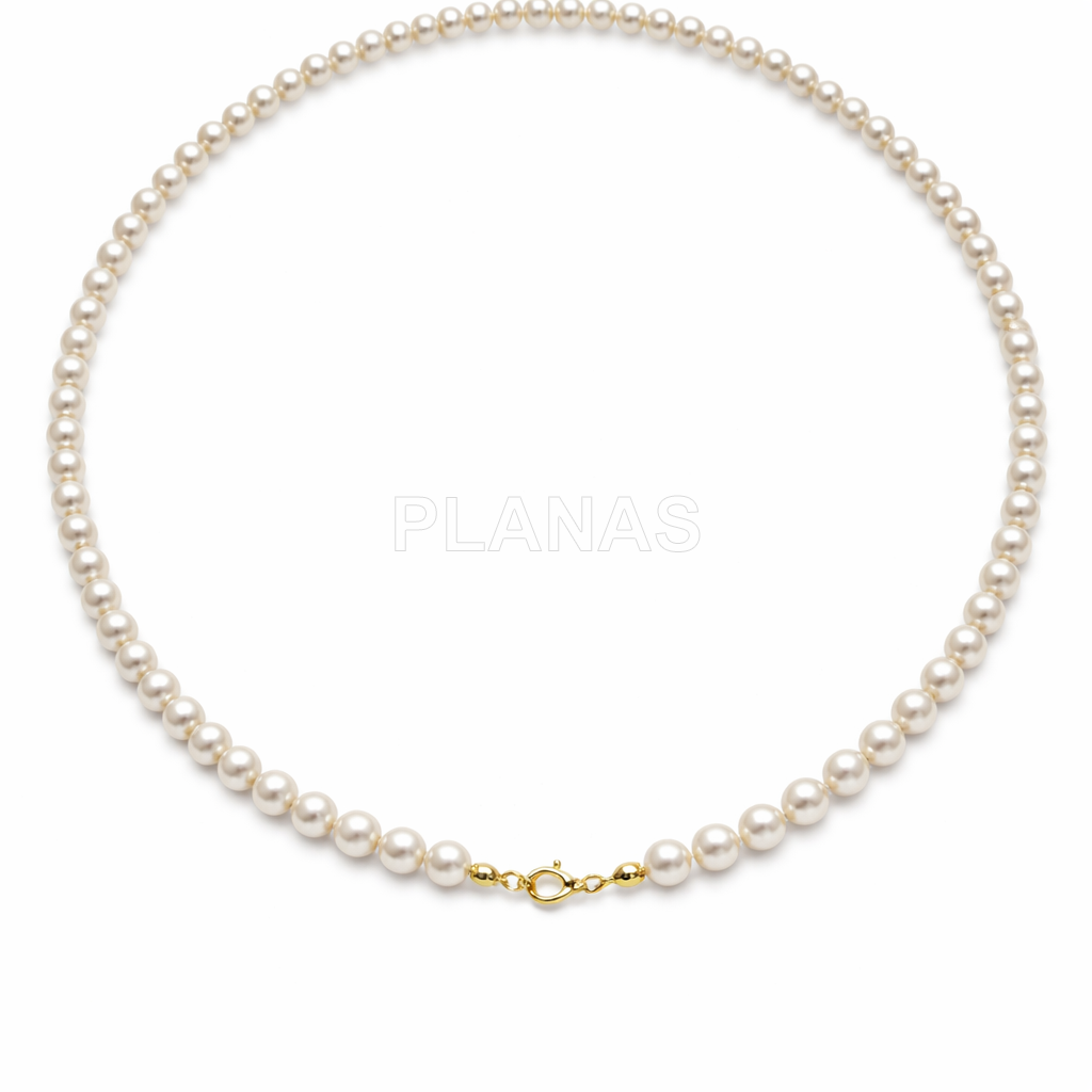 Collar en Plata de ley y perlas de gran calidad de 2mm.(Componente Cristal Austríaco de alta calidad).
