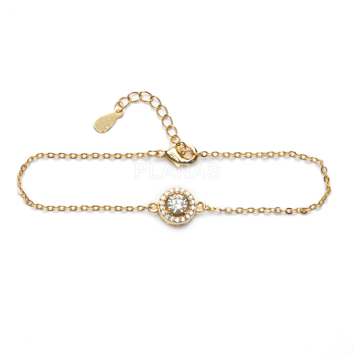 Pulsera en latón y Baño Oro 18k con circonitas.  