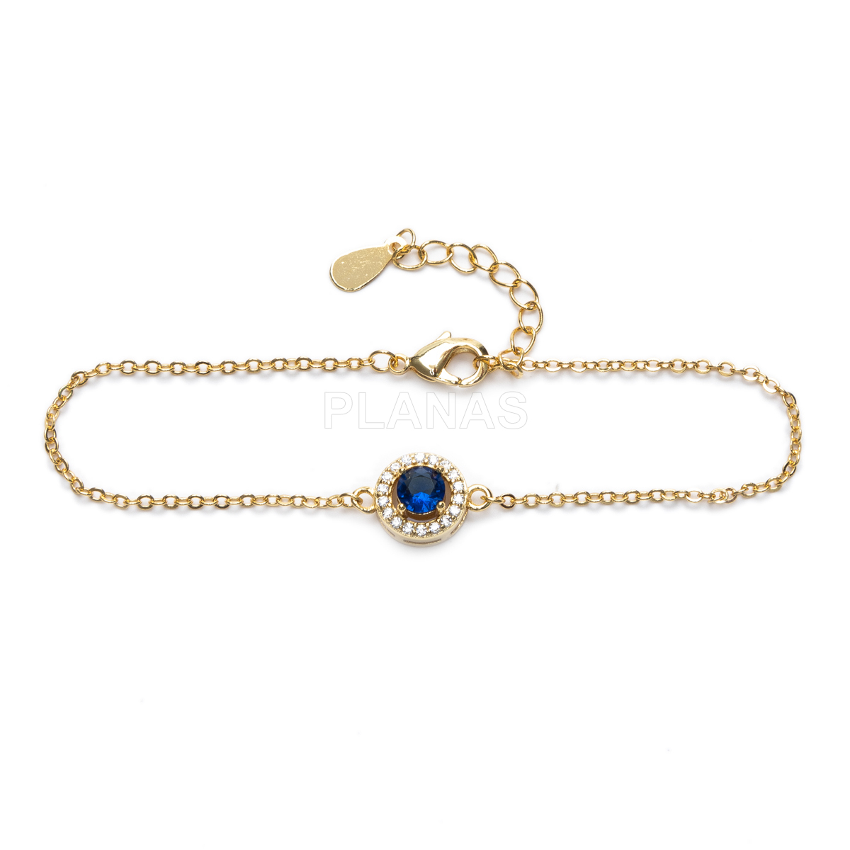 Pulsera en latón y Baño Oro 18k con circonitas.  