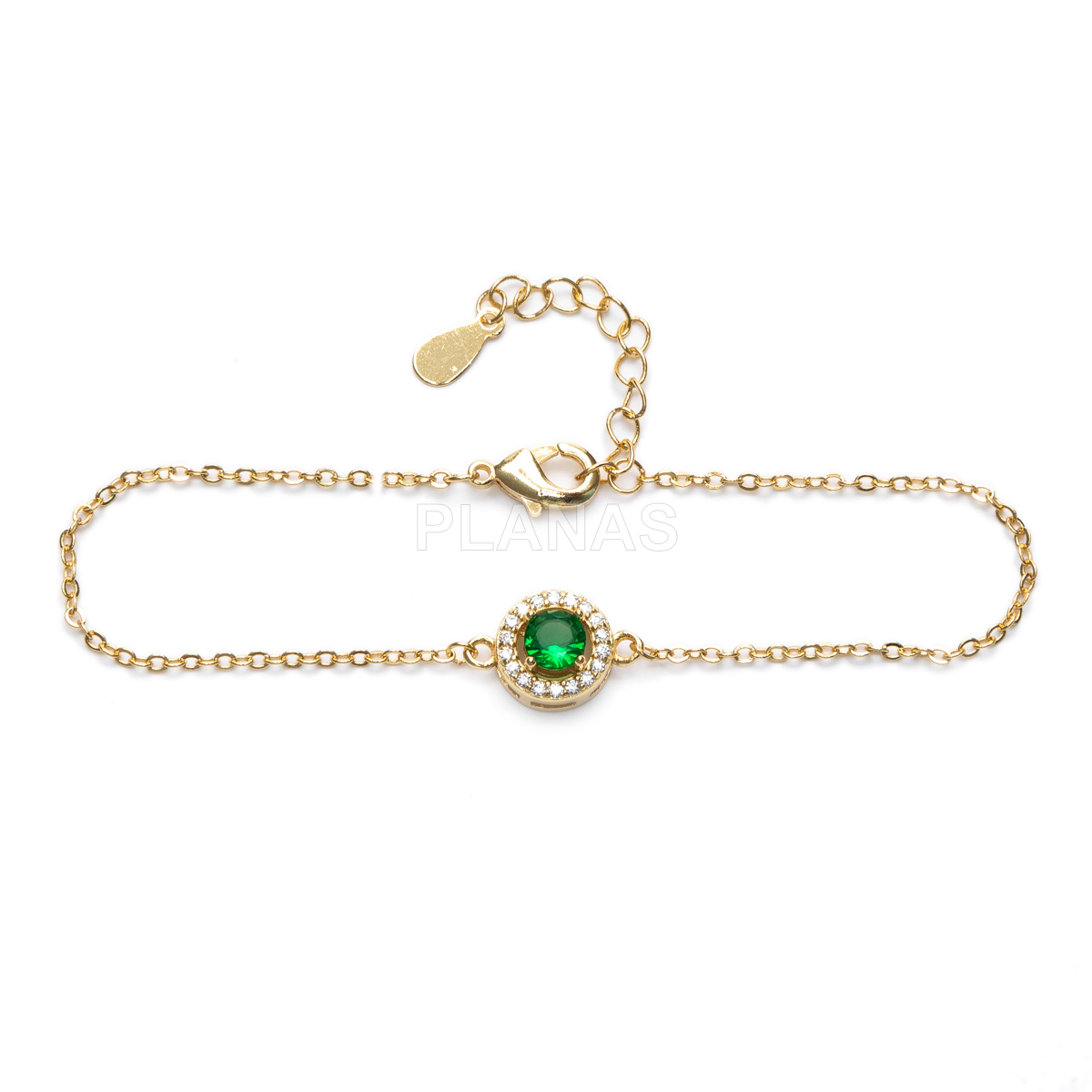 Pulsera en latón y Baño Oro 18k con circonitas.  