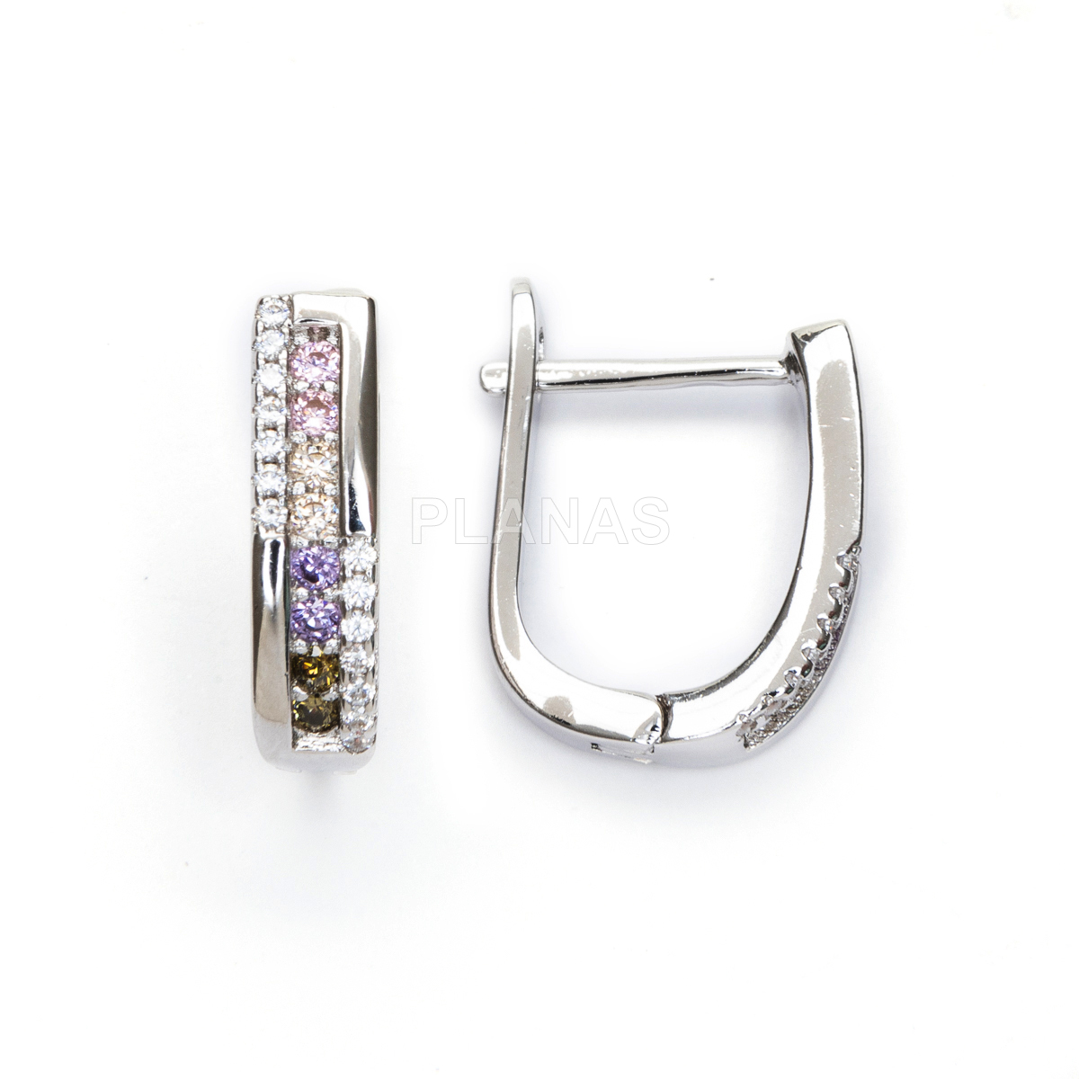 Aros en Latón y Circonitas violetas. 