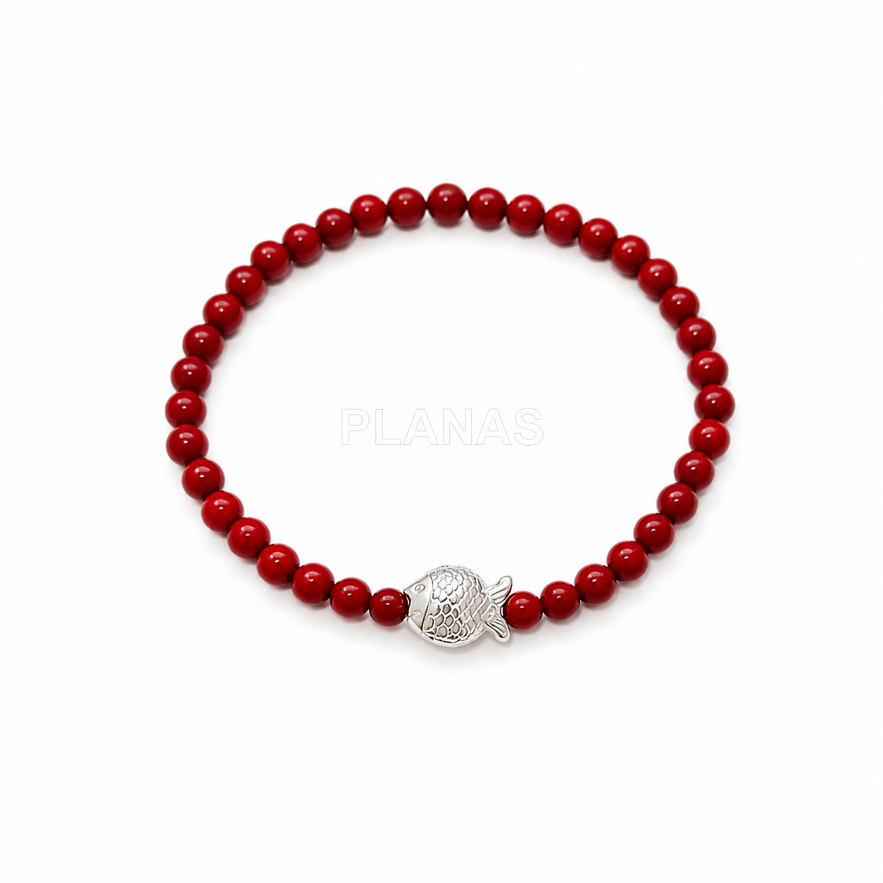 Pulseira elástica em prata de lei. peixe. 