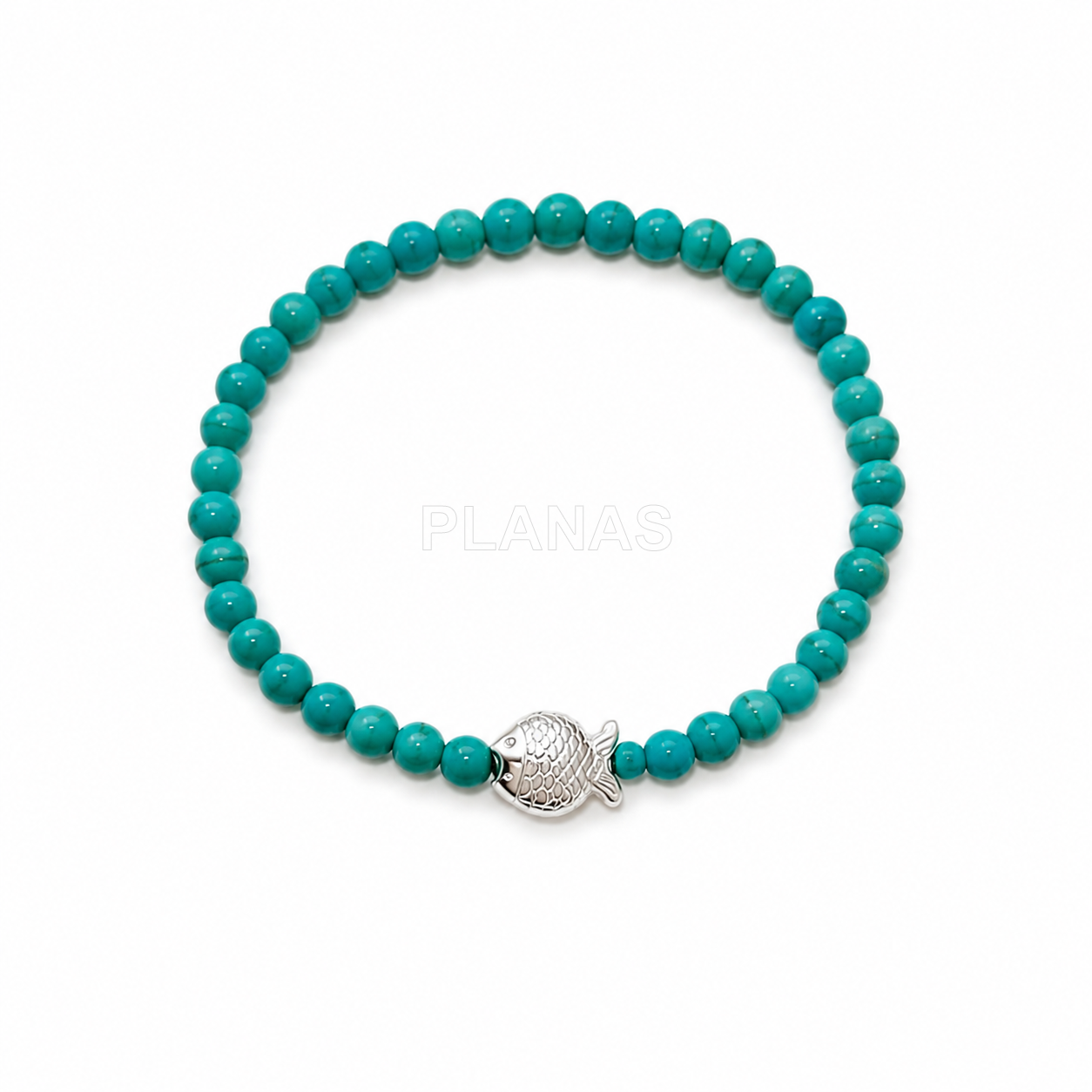Pulseira elástica em prata de lei. peixe. 