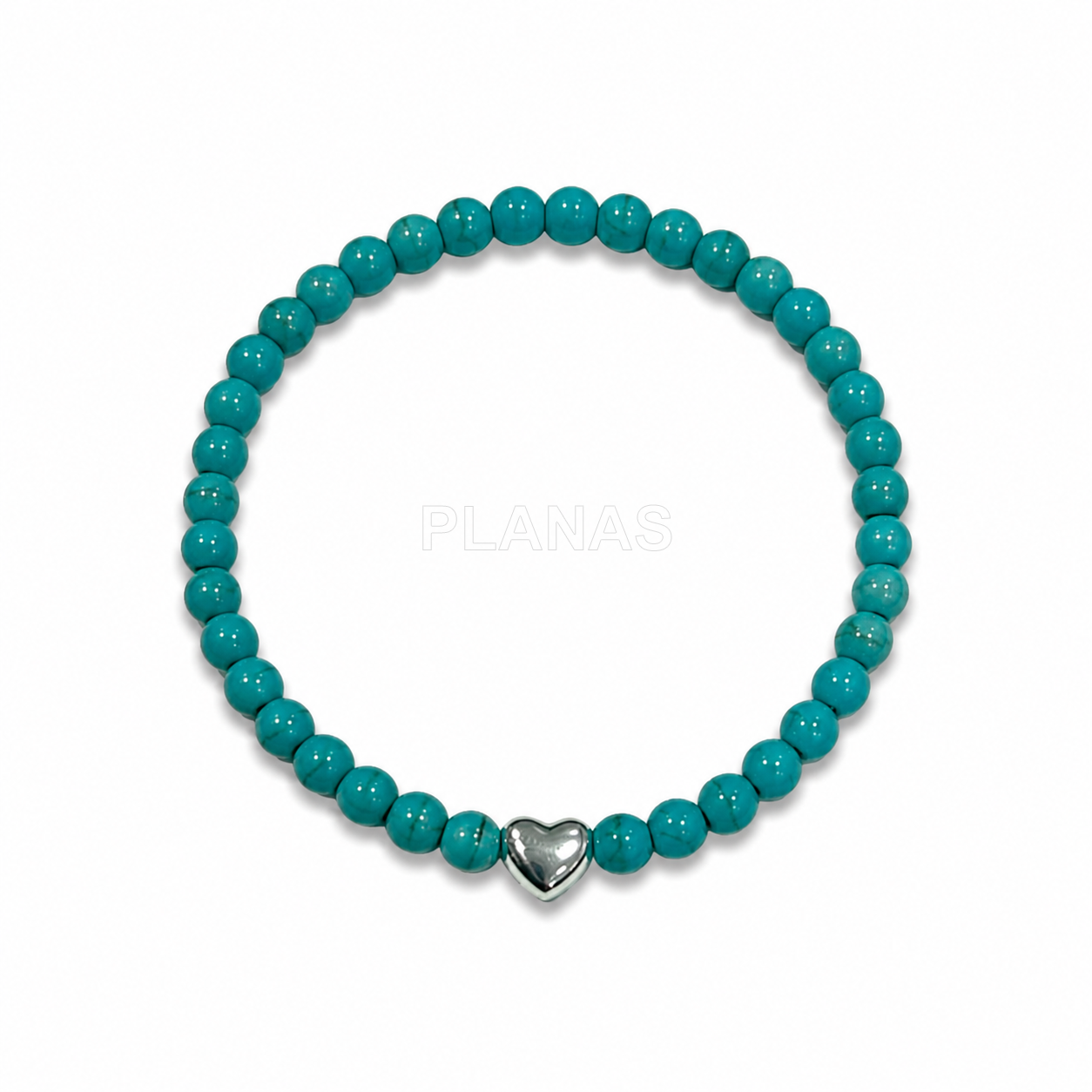 Pulsera elástica en plata de ley. CORAZÓN. 