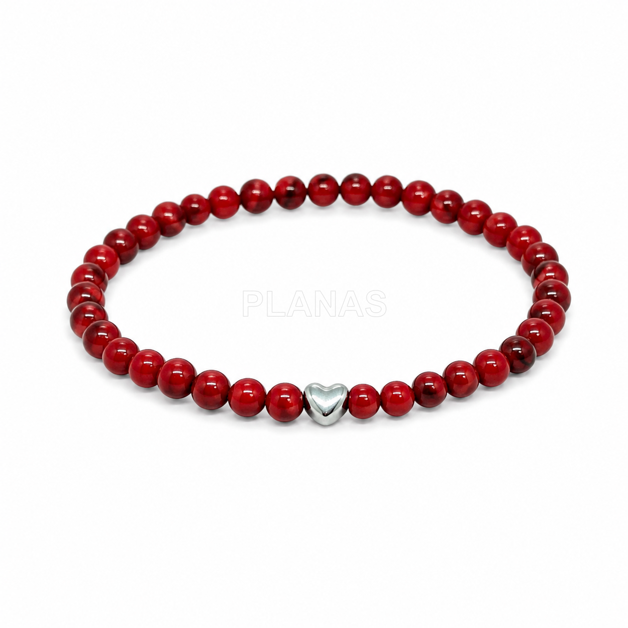 Pulsera elástica en plata de ley. CORAZÓN. 