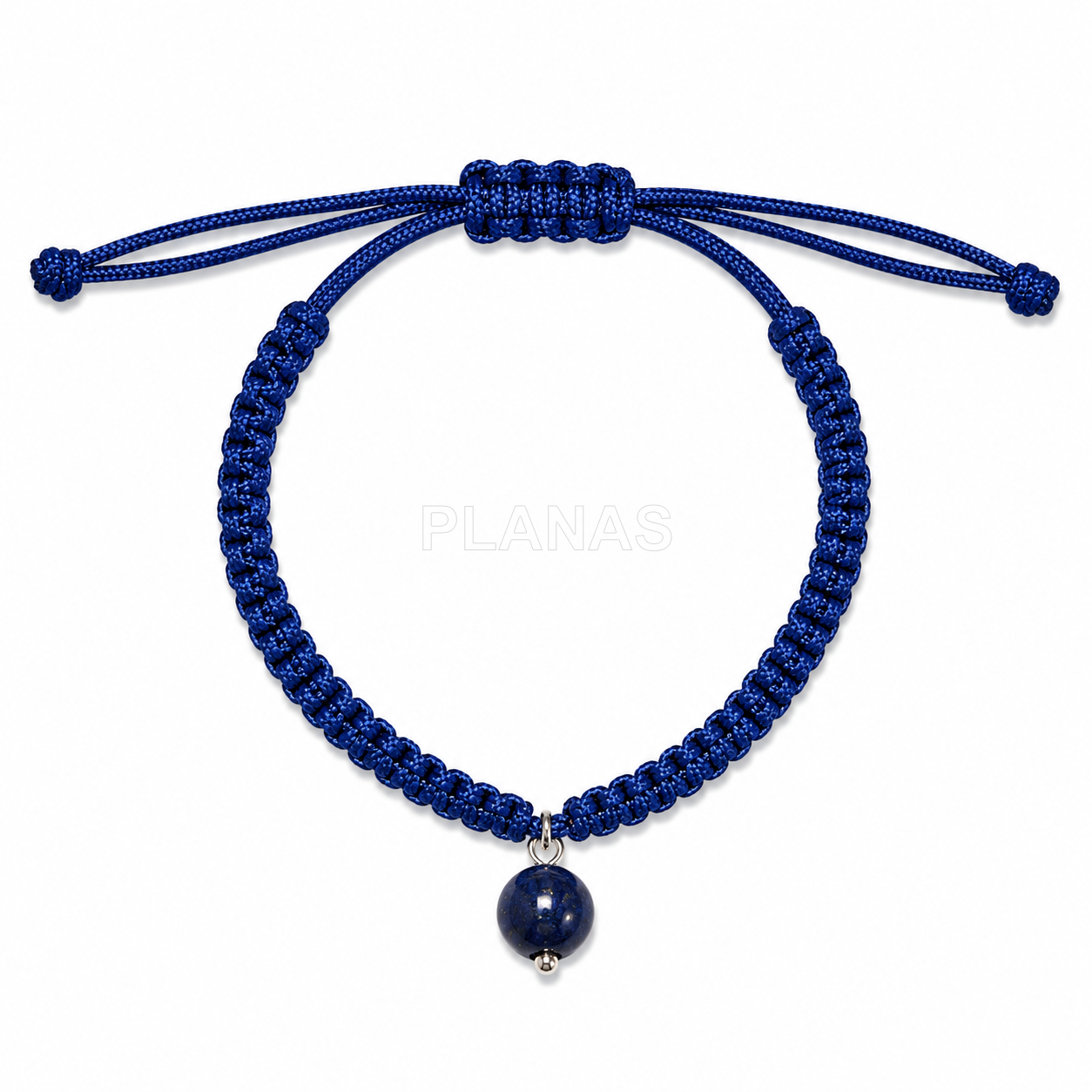 Pulseira de macramê com acabamento em prata de lei e pedra mineral.
