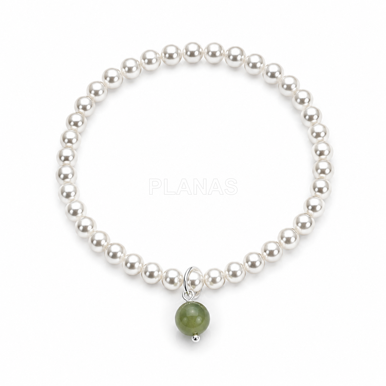 Pulseira elástica com pérolas de cristal austríaco de alta qualidade de 4 mm e morganita de 6 mm. 