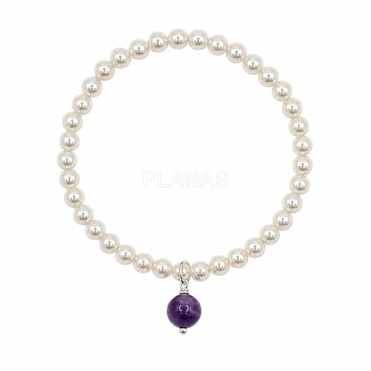 Pulsera elástica con perlas Cristal Austríaco de alta calidad de 4mm y Minerales de 6mm. 